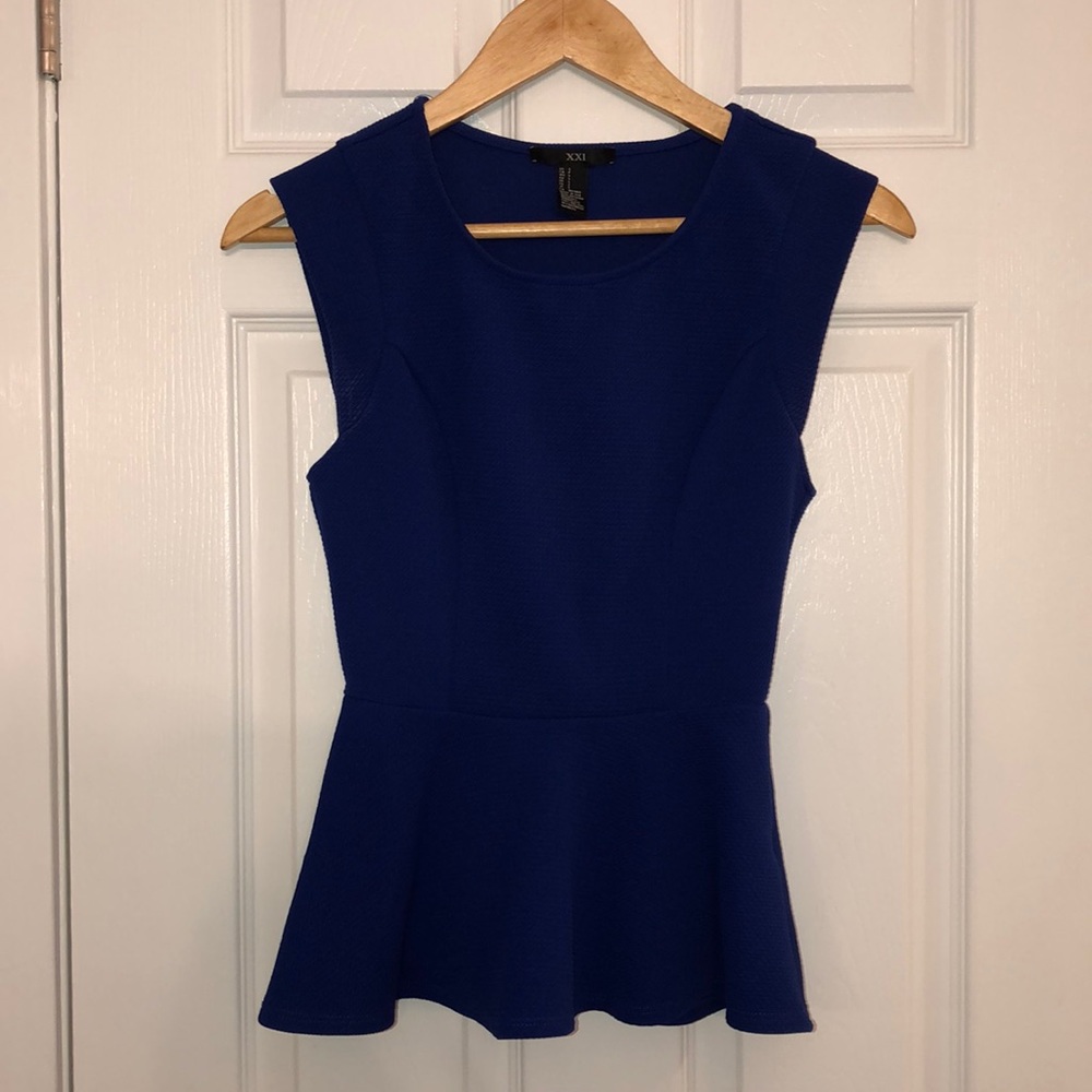 FOREVER21 Royal Blue peplum top